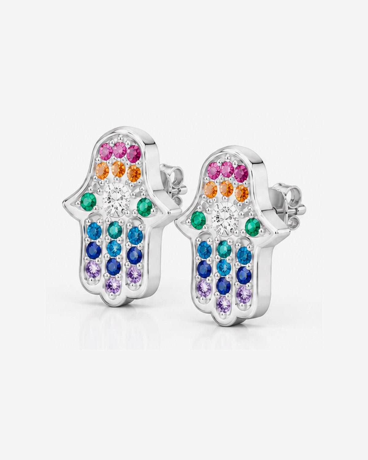 Aretes Mano de Fátima Arcoíris – vista 3