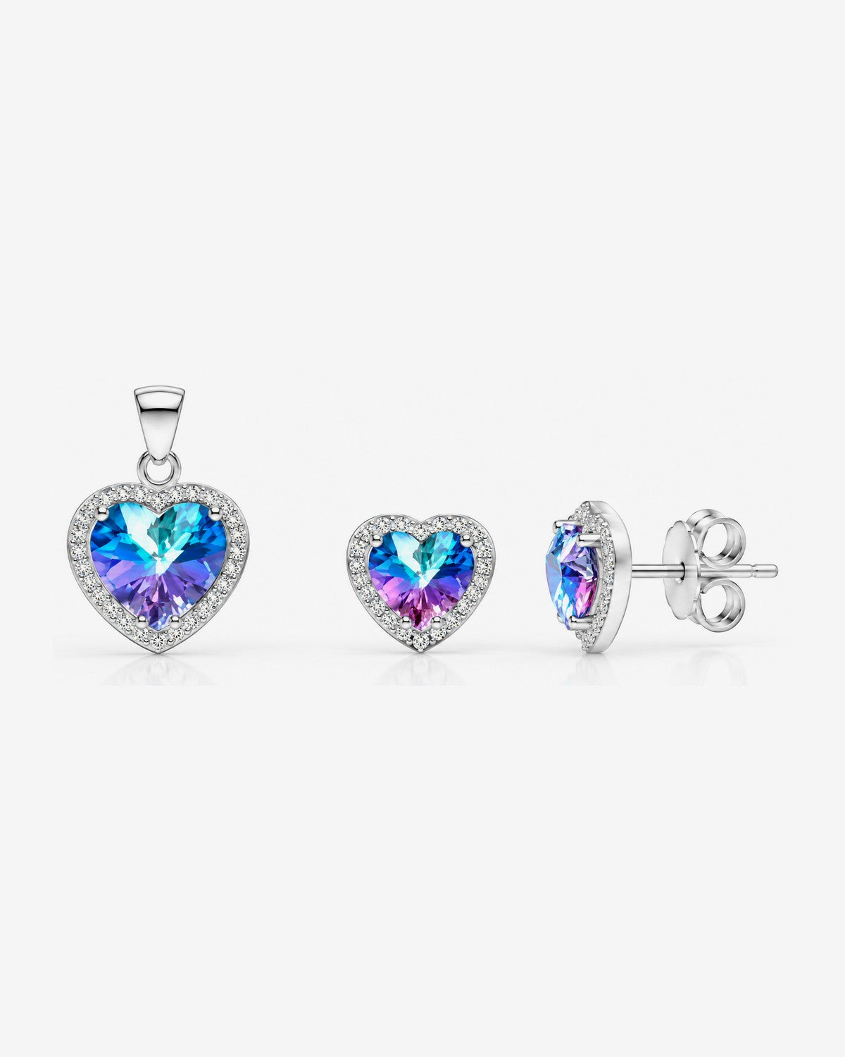 Aretes y Dije Corazón Luz Galaxia – vista 1
