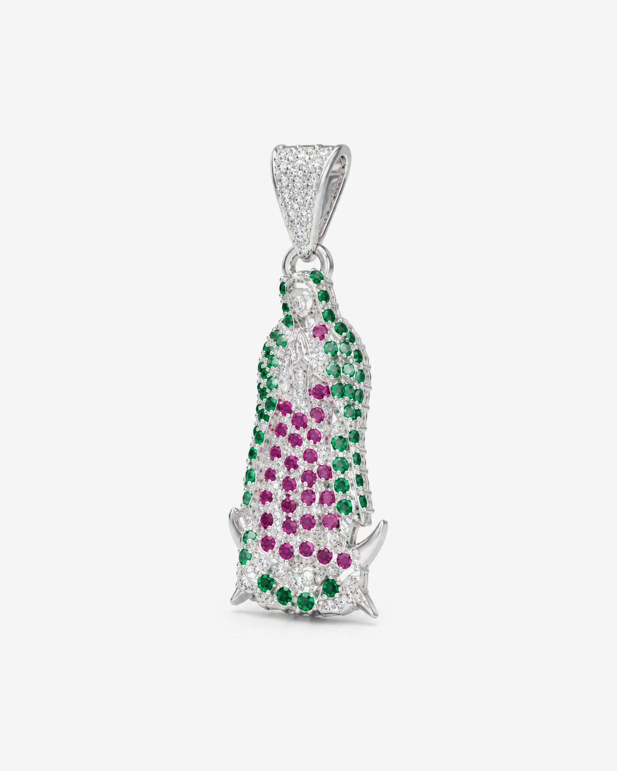 Dije Virgen de Guadalupe Esmeralda y Rubí – vista 3